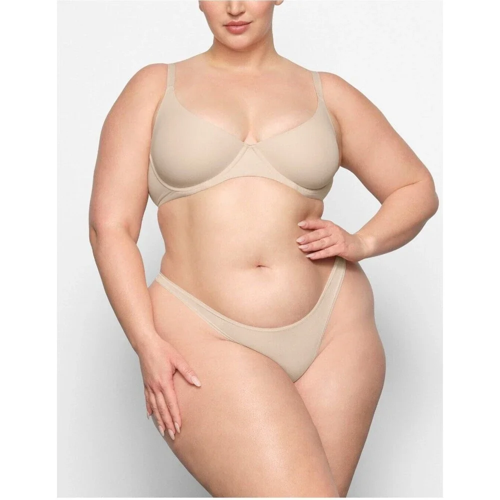NWT 46DDD SKIMS Fits Everybody Unlined Demi Bra Sand Color BR-UWR-2293 Fast Ship - Picture 2 of 13
